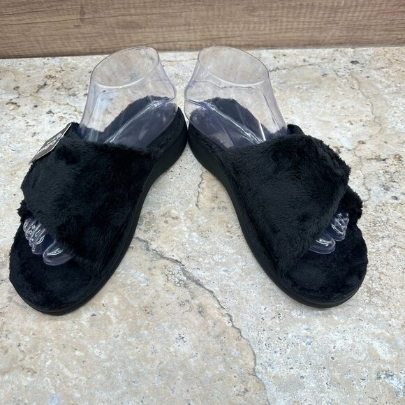 Sollbeam Slippers Womens Size 38 US 8 Black Soft Fuzzy Faux Fur Slides NWT - Picture 6 of 11